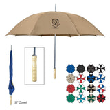 48" Arc Aluminum Stick Umbrella With Wood Handle-White With Teal